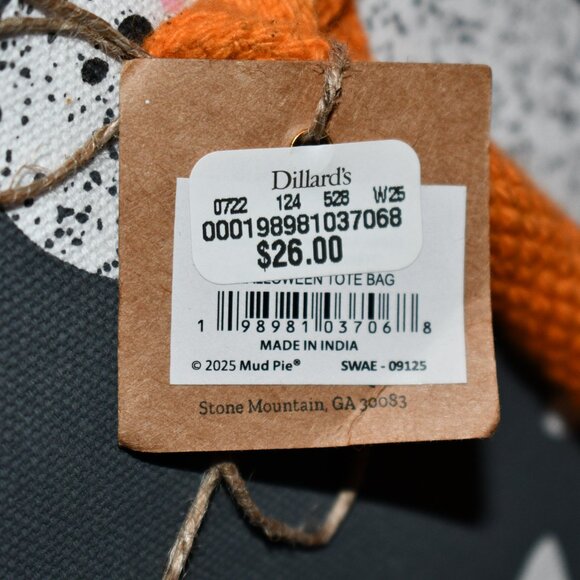 Mud Pie Halloween Collection Ghosts Tote Bag #94130897G NWT - Picture 5 of 5